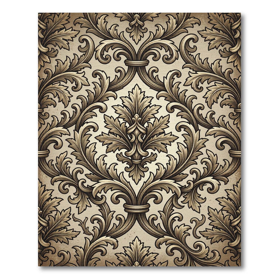 Vintage Beige Acanthus Scroll Rug