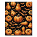 Spooky Halloween Harvest Pumpkin and Bat Rug