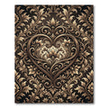 Elegant Bronze Ornate Heart Damask Rug