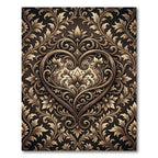 Elegant Bronze Ornate Heart Damask Rug