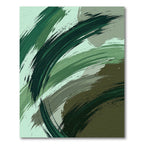 Abstract Green Brushstroke Swirl Rug