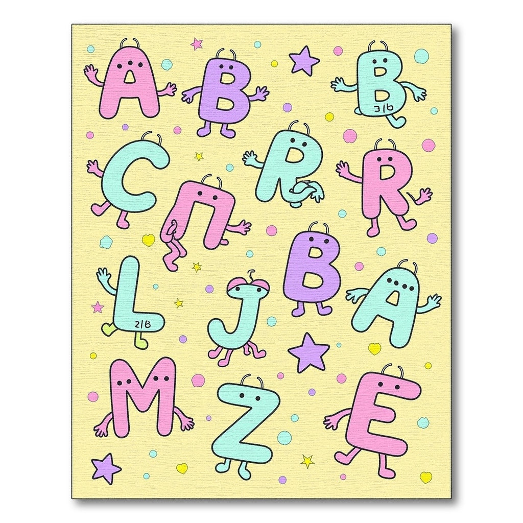 Playful Alphabet Characters Confetti Design Rug