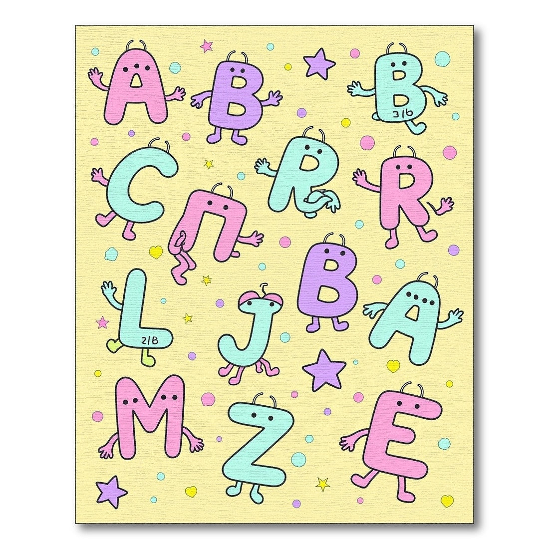 Playful Alphabet Characters Confetti Design Rug