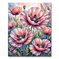 Pastel Pink Poppy Garden Blooms Rug
