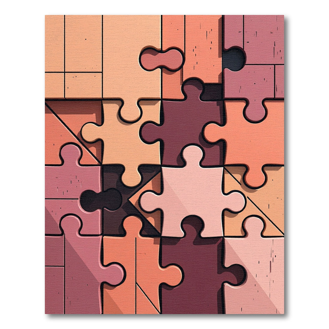 Warm Tones Jigsaw Composition Rug