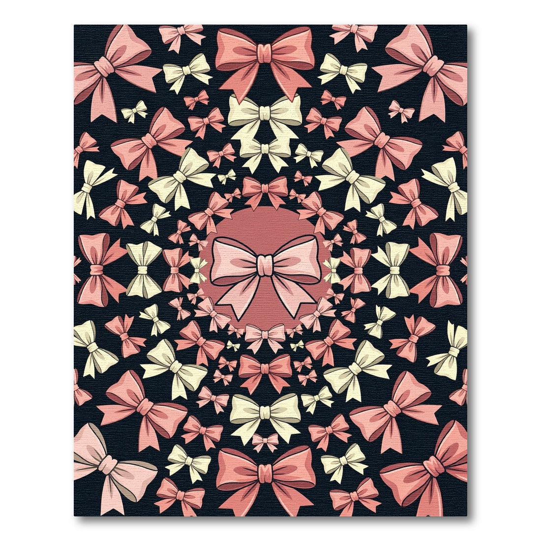 Elegant Blush Bow Kaleidoscope Art Rug