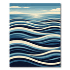 Modern Navy Blue Wavy Ocean Rug