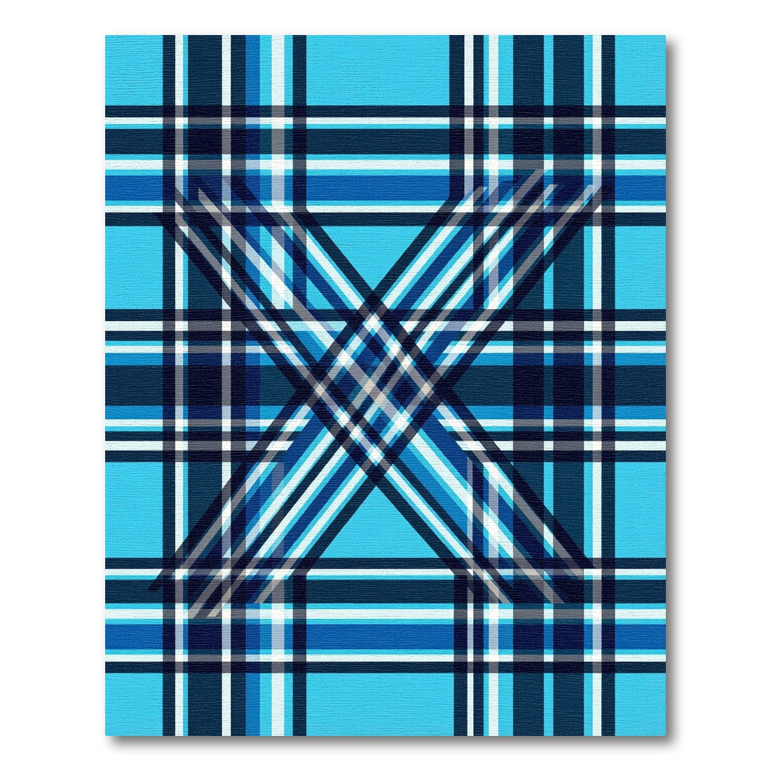 Bold Blue Intersecting Plaid Rug