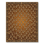 Rich Amber Paisley Floral Border Rug