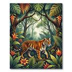 Lush Golden Tropical Tiger Jungle Rug