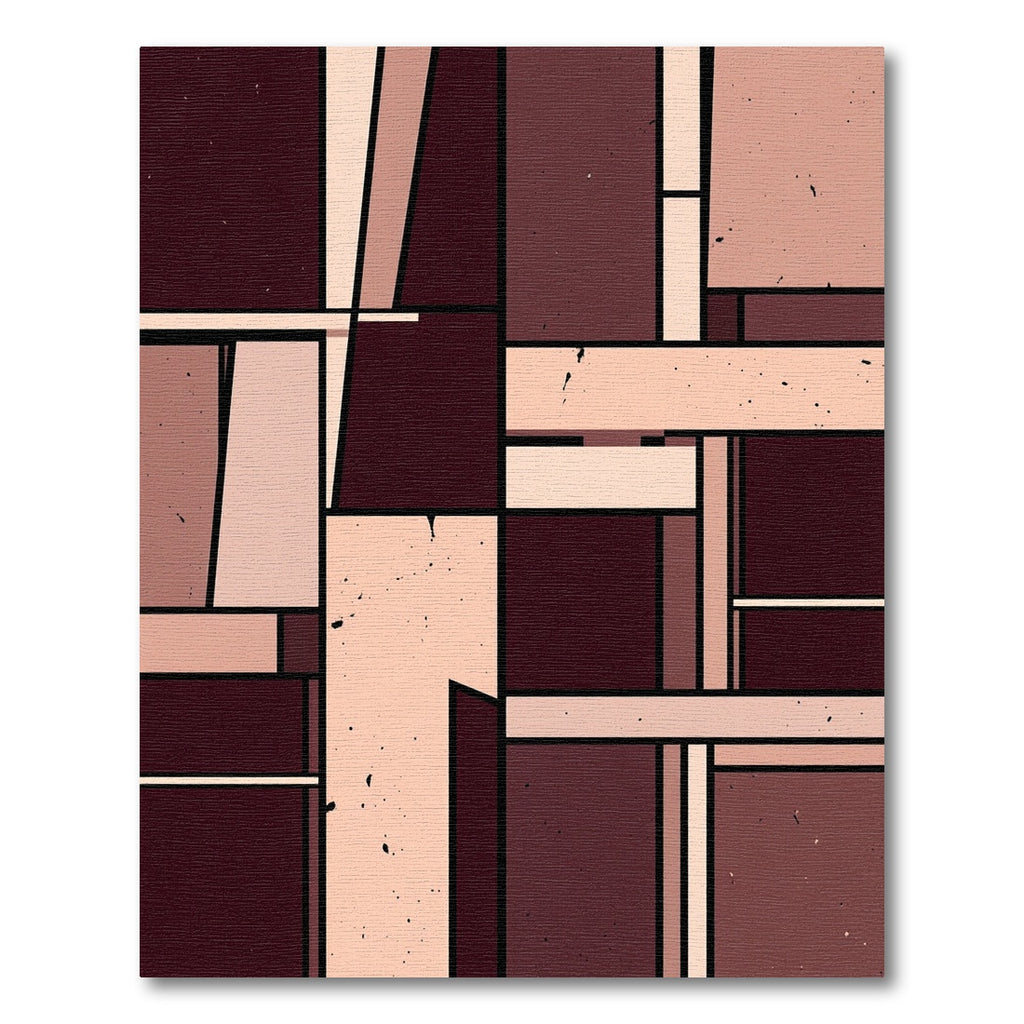 Geometric Burgundy Ochre Blocks Rug