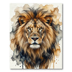 Majestic Watercolor Lion Face Portrait Rug