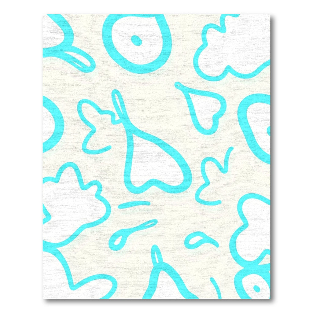 Light Blue Abstract Organic Shapes Rug