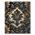 Ornate Black and Gold Damask Swirl Rug
