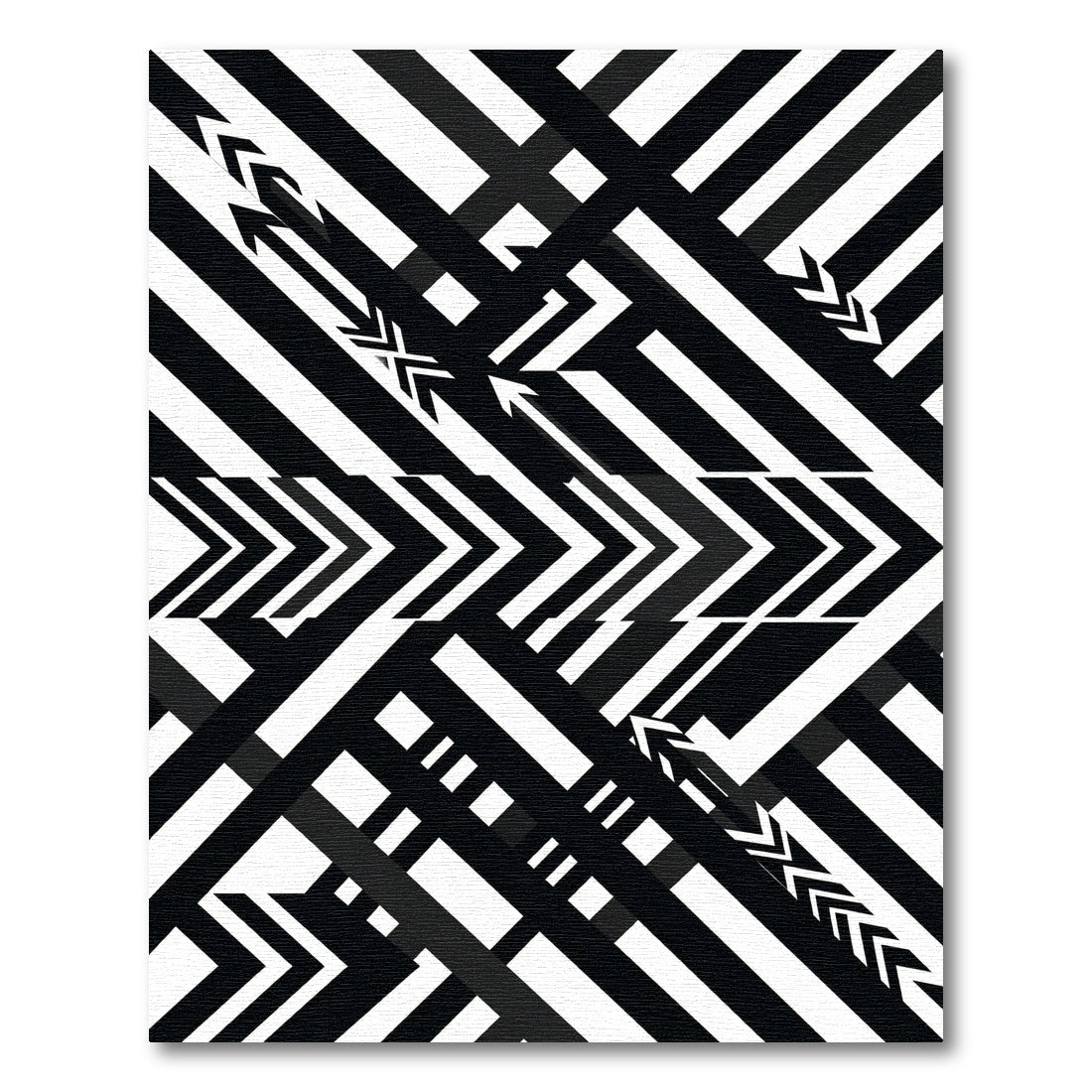 Bold Black White Arrows Geometric Rug