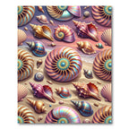 Iridescent Seashell Coastal Beach Scene Rug