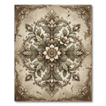 Vintage Beige Floral Baroque Medallion Rug