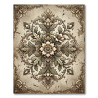 Vintage Beige Floral Baroque Medallion Rug