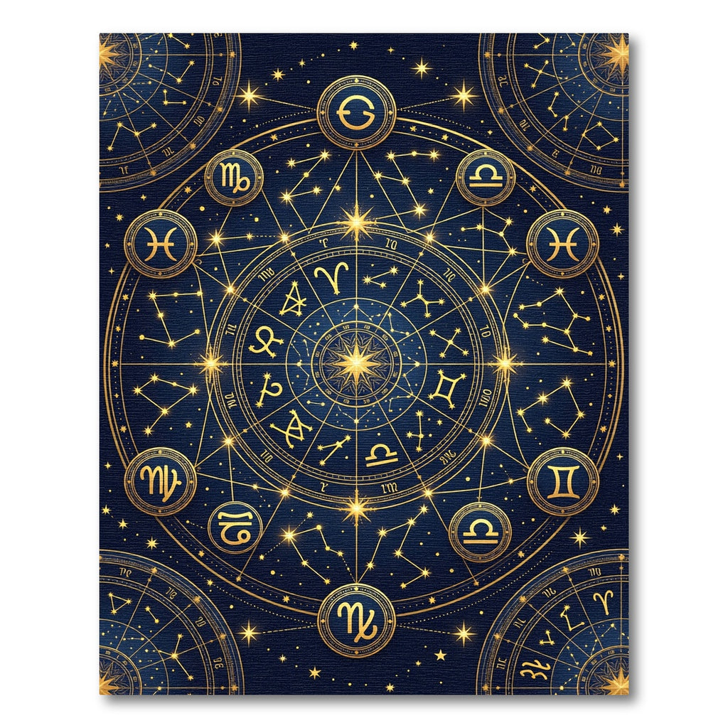 Celestial Gold Zodiac Constellation Map Rug