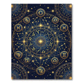 Celestial Gold Zodiac Constellation Map Rug