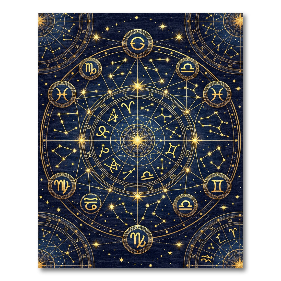 Celestial Gold Zodiac Constellation Map Rug