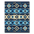 Indigo Blue Ikat Tribal Diamond Stripe Rug