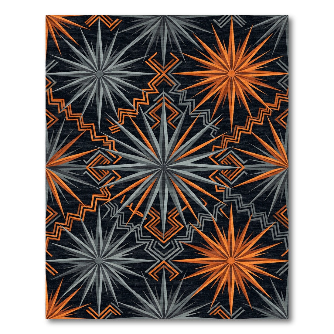 Sharp Orange Gray Starburst Geometric Rug
