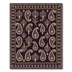 Rich Burgundy Paisley Blossom Border Rug