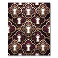 Ornate Burgundy and Gold Filigree Keyhole Rug