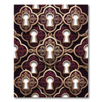 Ornate Burgundy and Gold Filigree Keyhole Rug
