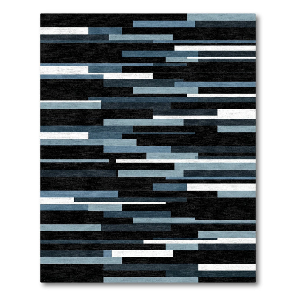 Modern Blue Gray Horizontal Stripe Rug