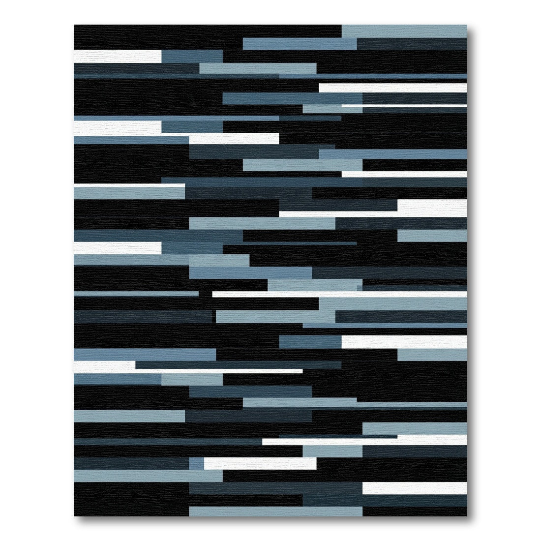Modern Blue Gray Horizontal Stripe Rug