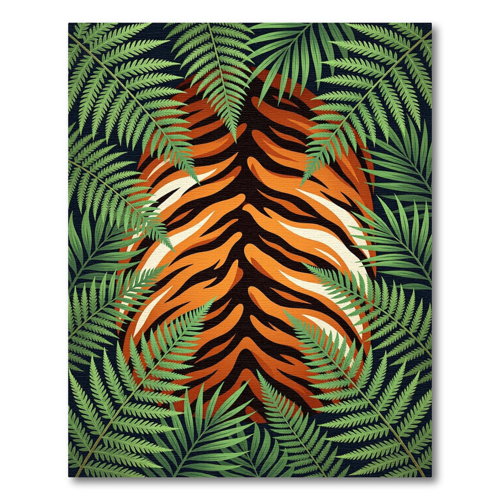 Bold Tropical Tiger Jungle Foliage Rug