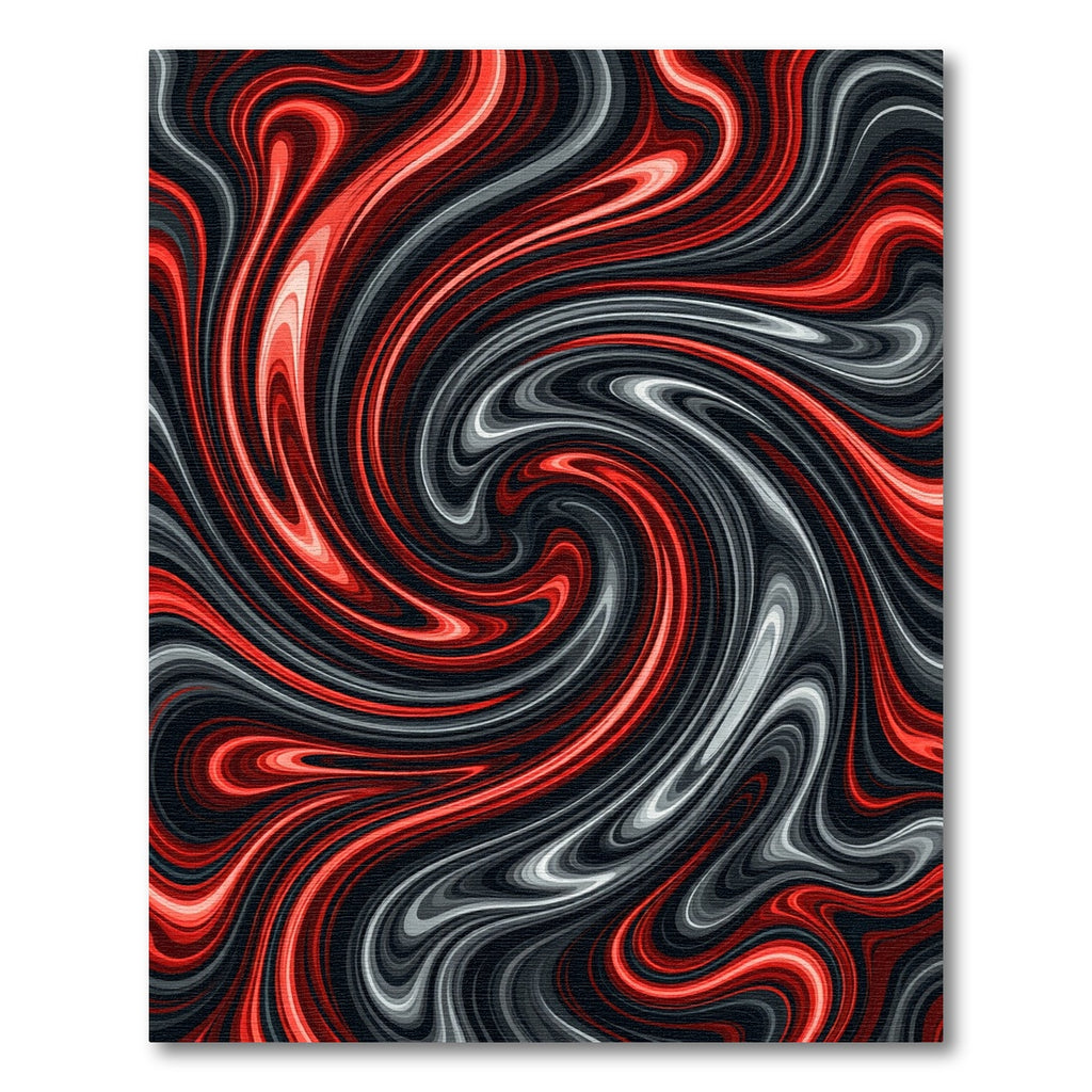 Crimson Swirl Abstract Liquid Rug