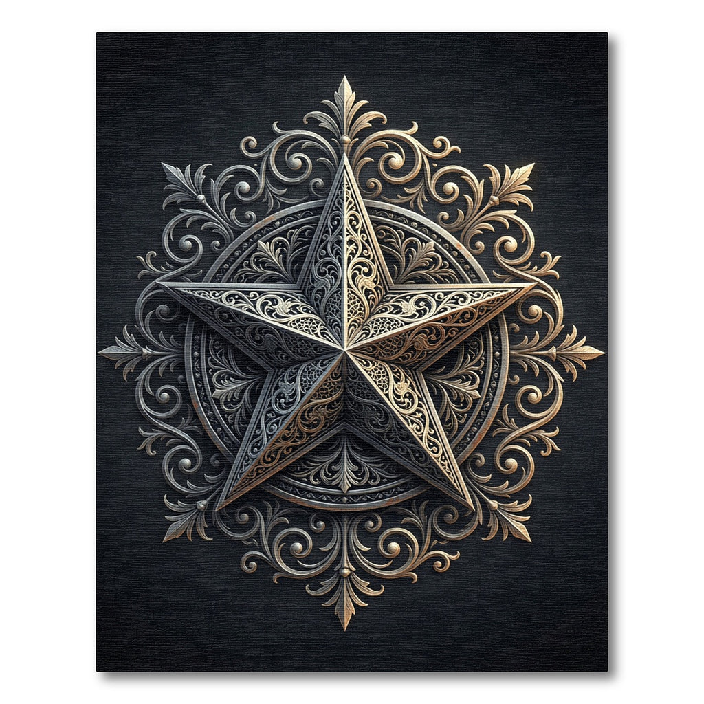 Ornate Silver Celtic Star Mandala Rug