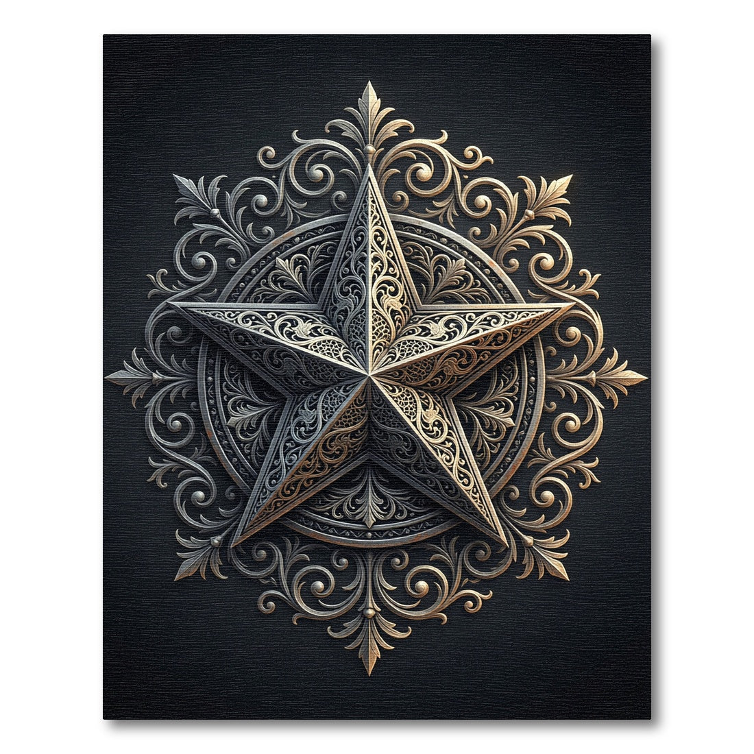 Ornate Silver Celtic Star Mandala Rug