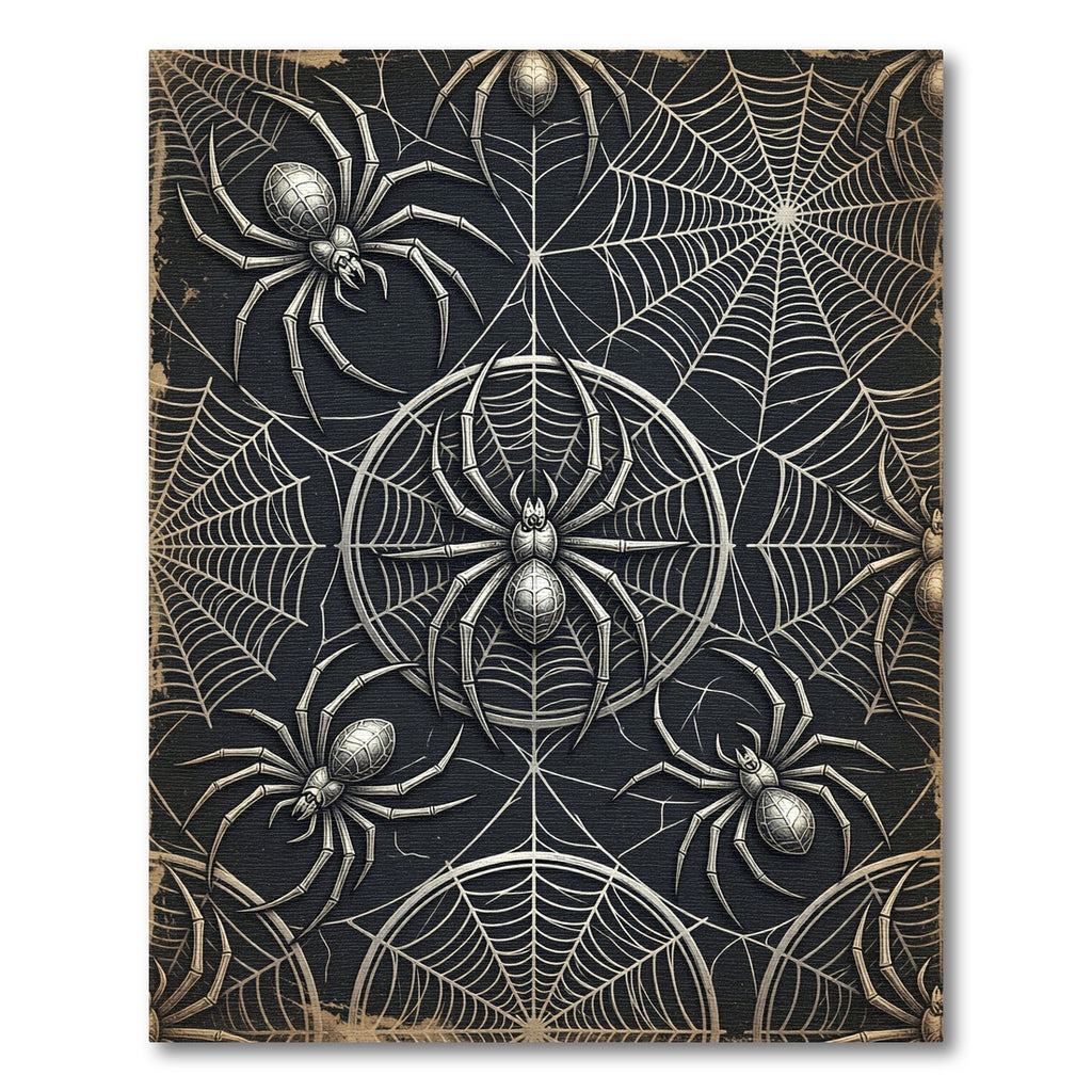 Metallic Gothic Spider Web Art Rug