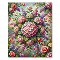 Vibrant Pink Hydrangea Lilac Garden Bouquet Rug