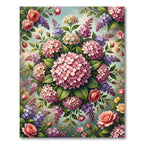 Vibrant Pink Hydrangea Lilac Garden Bouquet Rug