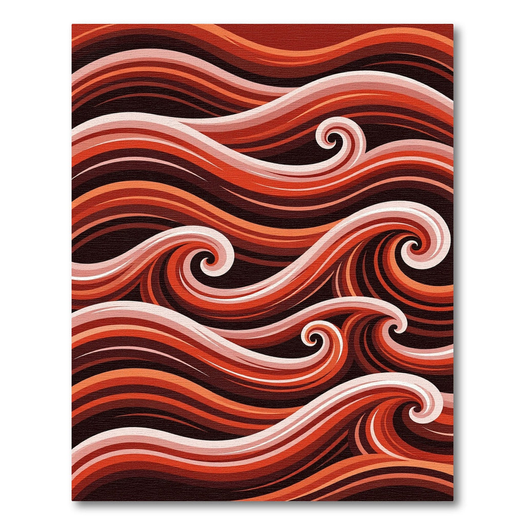 Crimson Orange Swirling Waves Rug