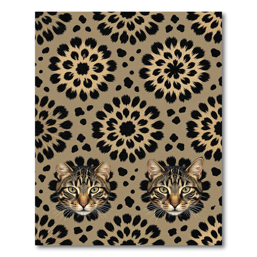 Brown Black Feline Flower Collage Rug