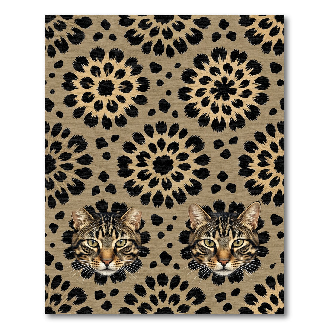 Brown Black Feline Flower Collage Rug