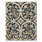 Cream Acanthus Leaf Scrollwork Rug