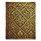 Elegant Golden Baroque Scroll Filigree Rug