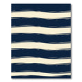 Navy Blue Brushed Wavy Horizontal Stripe Rug