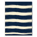 Navy Blue Brushed Wavy Horizontal Stripe Rug