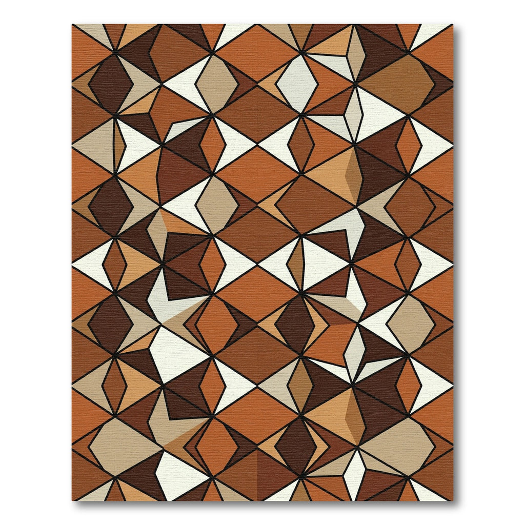 Geometric Terra Cotta Diamond Collage Rug