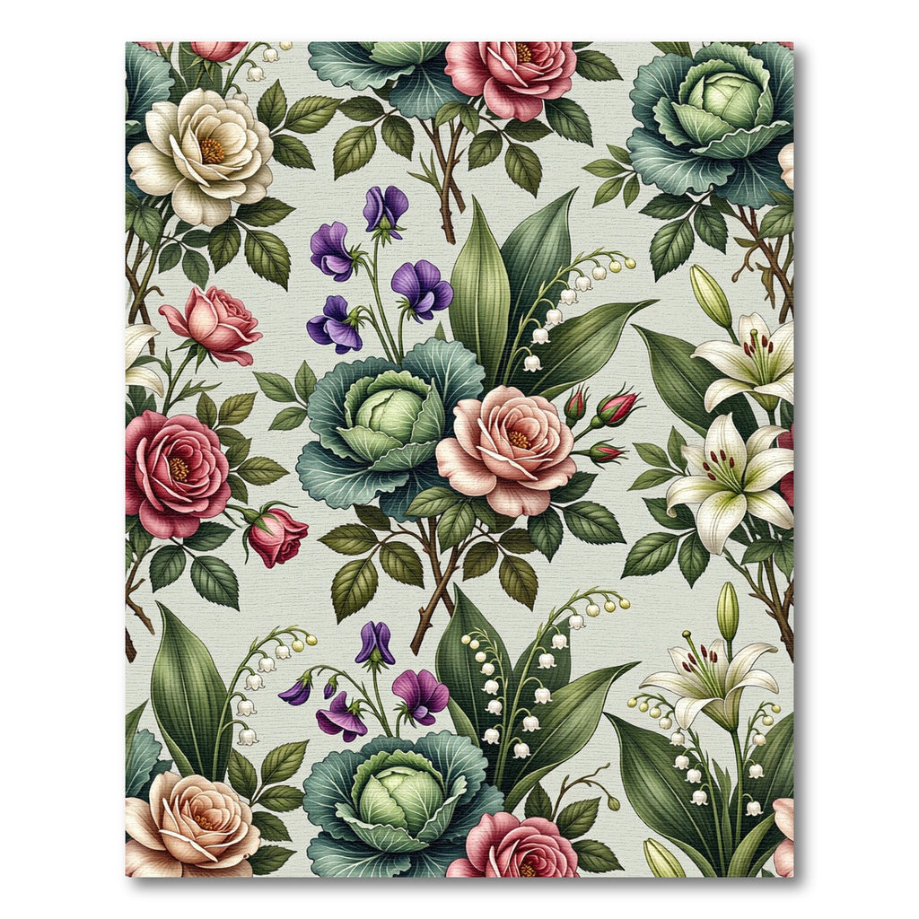 Vintage Rose Cabbage Lily Garden Rug