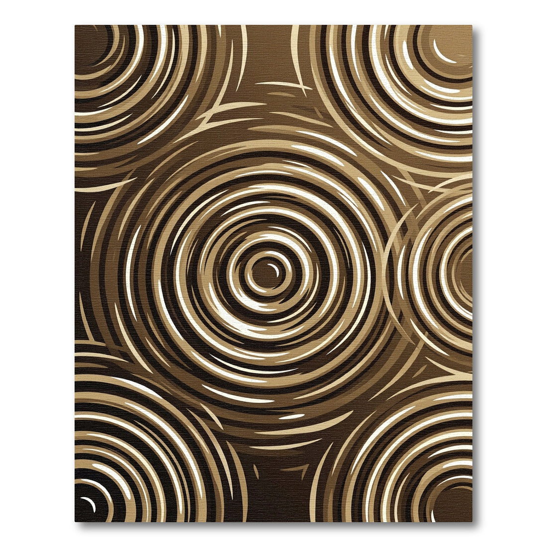 Earthy Swirling Concentric Rings Rug