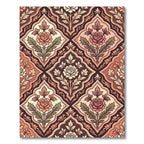 Ornate Rose Damask Earth Tone Diamond Repeat Rug